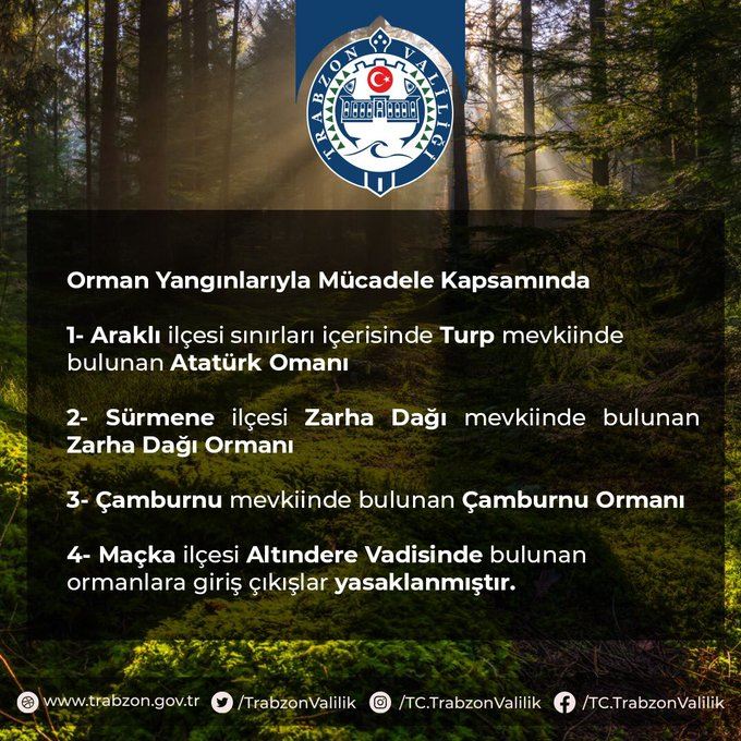 ORMANLARA GİRİŞ VE ÇIKIŞLAR YASAK!